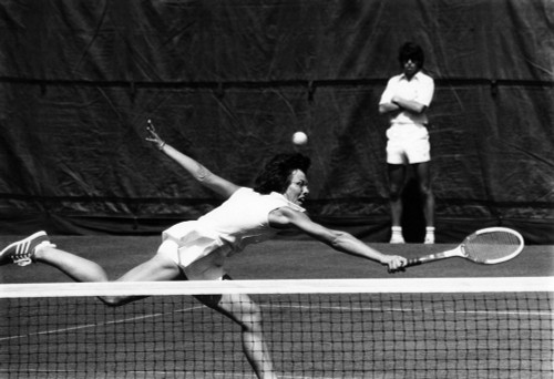 Billie Jean King Competing In The U.S. Open Tennis Championships History - Item # VAREVCPBDBIJECS004 Billie Jean King Competing In The U.S. Open Tennis Championships History - Item # VAREVCPBDBIJECS004