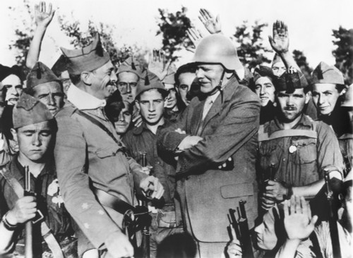 H.V. Kaltenborn Interviews An Nationalist Officer In The 1St Month Of Spanish Civil War. Wearing A Helmet History - Item # VAREVCCSUB001CS838