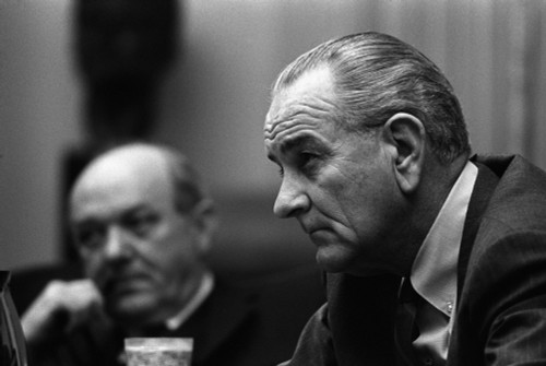 President Lyndon Johnson And Secretary Of State Dean Rusk At A Meeting In The Cabinet Room. March 26 History - Item # VAREVCHISL033EC379