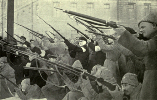 National Militia Firing On A Czarist Police Position During Russian Revolution. 1917. History - Item # VAREVCHISL035EC111