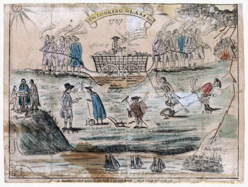 The Looking Glass For 1787. Political Cartoon About The Ratification Of The Us Constitution History - Item # VAREVCHISL030EC187