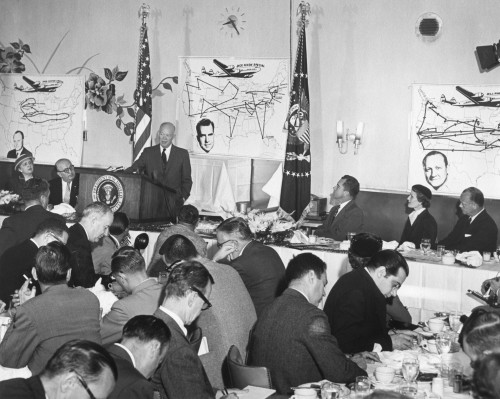 President Eisenhower Speaking At A Republican Campaign Kick-Off Breakfast For Vp Richard Nixon. Behind The President History - Item # VAREVCHISL039EC132