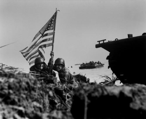 Soldiers Plant The American Flag On Guam Eight Minutes After U.S. Assault Troops Landed. The Mariana Islands Were Taken From The Japanese To Establish Air Bases For Long Range Bombers. July 20 History - Item # VAREVCHISL036EC583