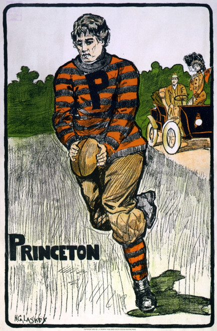 Football. A Princeton Football Player Prepares To Punt The Ball History - Item # VAREVCHCDLCGAEC749