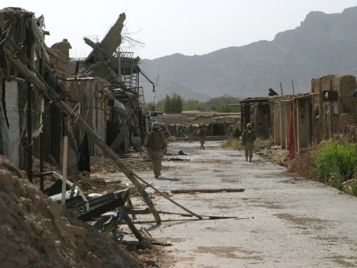 U.S. Marines Conduct A Patrol In The City Of Now Zad Helmand Province Afghanistan. June 8 2008. History - Item # VAREVCHISL024EC159
