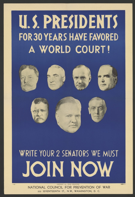 Poster Promoting The World Court By The National Council For Prevention Of War History - Item # VAREVCHISL040EC750