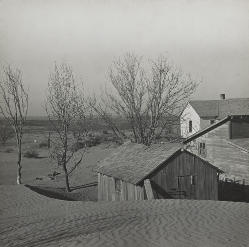 Soil Blown By Dust Bowl Winds Piled Up In Large Drifts On A Kansas Farm. March 1936. Photo By Arthur Rothstein. - History - Item # VAREVCHISL039EC493