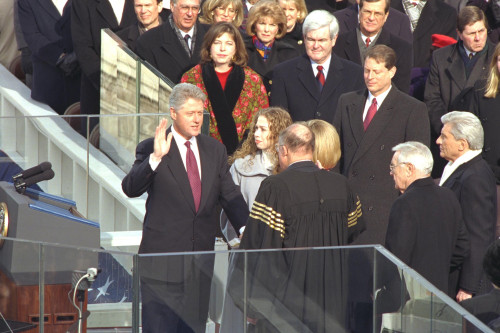 President Bill Clinton Being Sworn In For His Second Term History - Item # VAREVCHISL039EC947