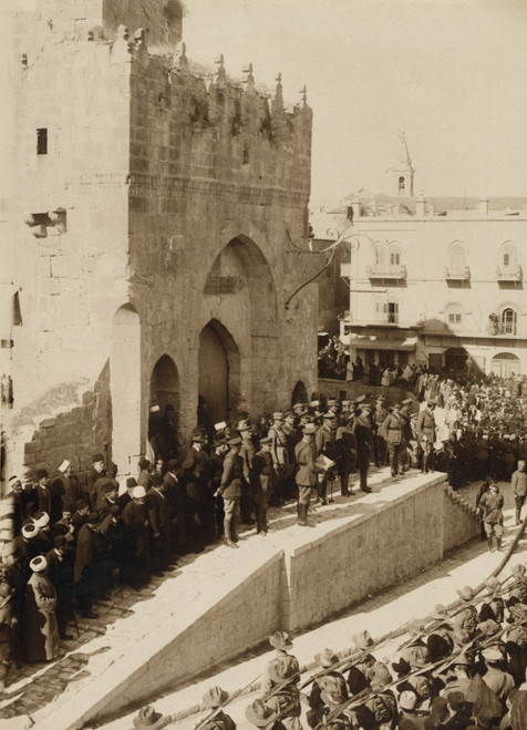 World War 1 In The Middle East. General Allenbys Proclamation Of Martial Law In Jerusalem Being Read In English At The Tower Of David In Jerusalem. Dec. 11 History - Item # VAREVCHISL044EC079 World War 1 In The Middle East. General Allenbys Proclamation Of Martial Law In Jerusalem Being Read In English At The Tower Of David In Jerusalem. Dec. 11 History - Item # VAREVCHISL044EC079