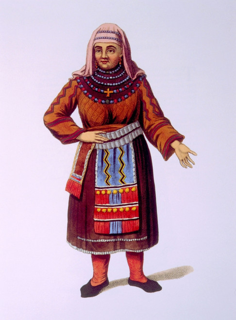 Peasant Woman Of Finland. Hand-Colored Engraving From Costumes Of The Russian Empire History - Item # VAREVCS4DWOMAEC004
