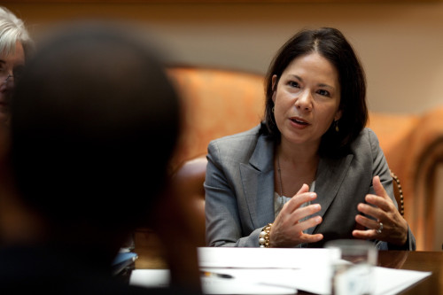 President Obama Is Briefed By Nancy-Ann Deparle Director Of The White House Office For Health Reform In A White House Meeting. June 18 2009. History - Item # VAREVCHISL027EC123