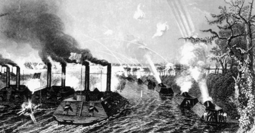 Union Mortar And Gun Boats On The Mississippi River History - Item # VAREVCH4DCIWAEC129