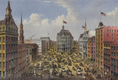 1875 View To The North Of New York City'S Broadway And Park Row History - Item # VAREVCHISL014EC279