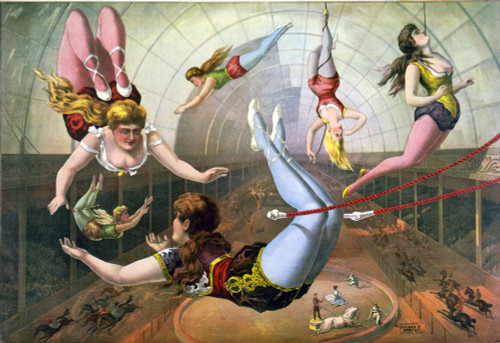 Circus Poster With Female Aerial Acrobats On Trapezes At Circus History - Item # VAREVCHISL007EC392