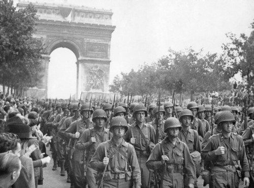 American Troops Marched Down The Champs Elysees To The Cheers Of Parisians. August 25 History - Item # VAREVCHISL040EC382