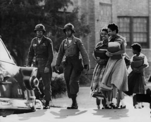 Us Civil Rights. Paratroopers Of The 101St Airborne Escorting Black Students Of Central High School During Its Integration History - Item # VAREVCHBDCIRIEC024
