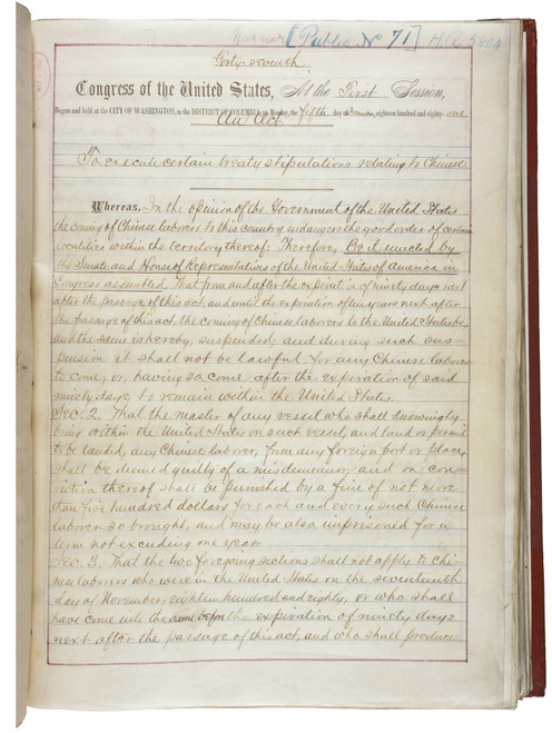 The Chinese Exclusion Act Was Approved On May 6 History - Item # VAREVCHCDLCGCEC352