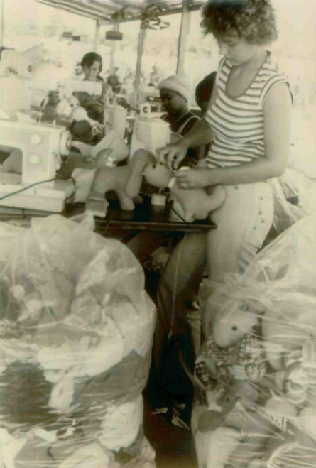 Barbara Cordell And Erin Leroy And Others Working On Stuffed Animal Production. People'S Temple Agricultural Project. Jonestown History - Item # VAREVCHISL034EC380