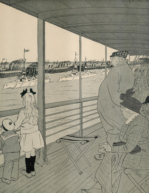 German Cartoon Satirizing Britain Outrage After The Ww1 Sinking Of The Lusitania. Cartoon Caption Reads History - Item # VAREVCHISL034EC924