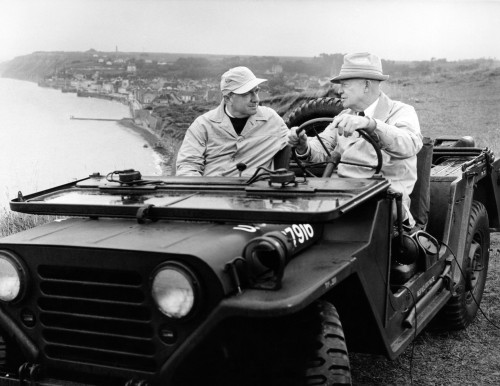 Former President Eisenhower With Walter Cronkite Above Normandy'S Beaches. They Were Making A Documentary History - Item # VAREVCCSUA000CS145