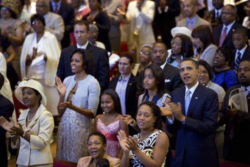 The Obama Family Attend An Easter Church Service At Shiloh Baptist Church In Washington D.C. April 24 2011. History - Item # VAREVCHISL026EC161