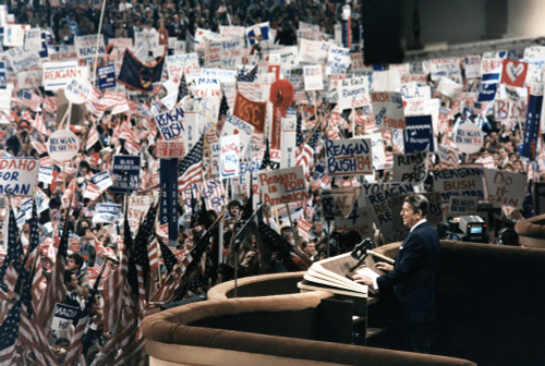 Ronald Reagan. President Reagan Giving His Acceptance Speech At The Republican National Convention History - Item # VAREVCHCDARNAEC089