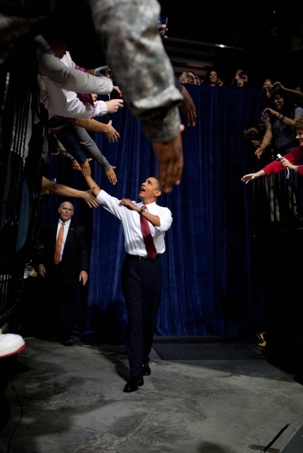President Obama Shakes Hands Extended To Him Prior To His Speech On Health Insurance Reform At The University Of Maryland. Sept. 17 2009. History - Item # VAREVCHISL027EC029