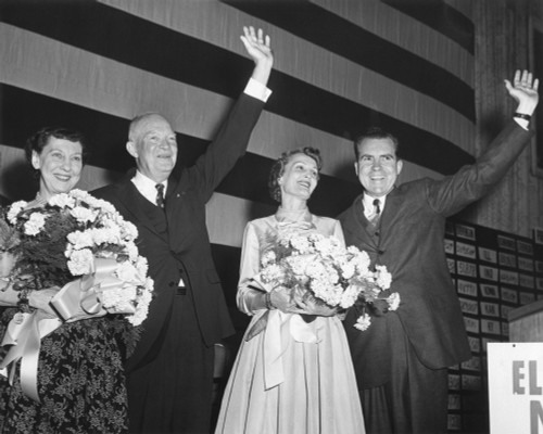 Newly Re-Elected President Dwight Eisenhower And Vp Richard Nixon On Election Night. Nov. 6 History - Item # VAREVCHISL038EC627