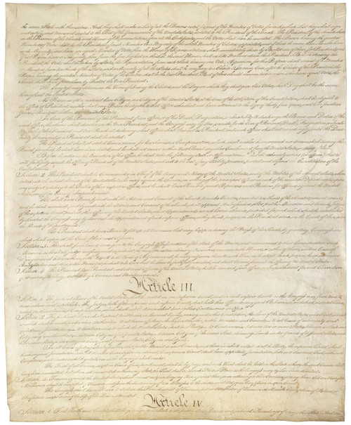 Constitution Of The United States Of America. Third Of Four Pages Of The National Archives Copy Created In The Constitutional Convention In 1787. History - Item # VAREVCHISL030EC151