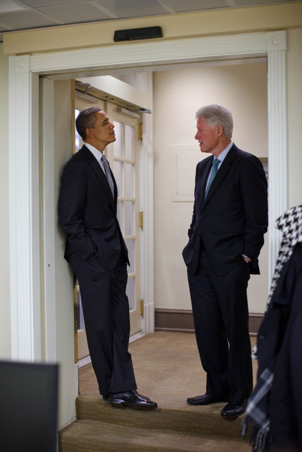 President Obama Talks With Former President Clinton Before Meeting Reporters At The White House Dec. 10 2010. History - Item # VAREVCHISL026EC158