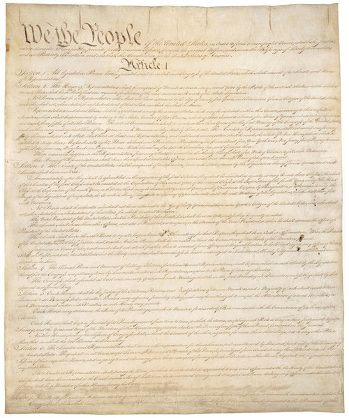 Constitution Of The United States Of America. First Of Four Pages Of The National Archives Copy Created In The Constitutional Convention In 1787. History - Item # VAREVCHISL030EC157