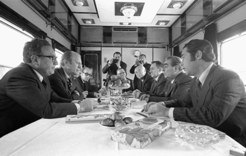 President Ford And Henry Kissinger Meet With Leonid Brezhnev Andrei Gromyko Anatoly Dobrynin Aboard A Russian Train To Vladivostok. November 23 1974. History - Item # VAREVCHISL029EC271