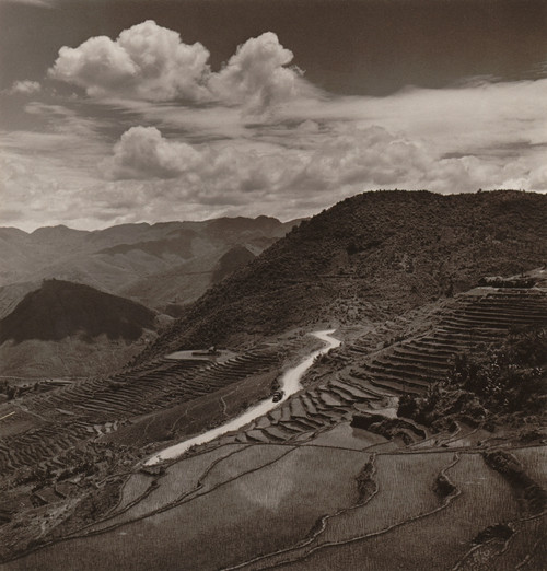 Terraced Fields And Roadway In A Mountainous Region Of Yunnan Province In China. A Military Vehicle Drives In The Distance. 1946 Photo By Arthur Rothstein. - History - Item # VAREVCHISL038EC698