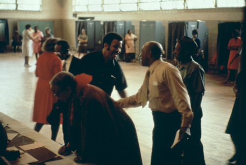 African Americans Voting At The Polls In Birmingham Alabama In The 1970S. Ten Years Before The City Was A Violent Battleground Of The Civil Rights Movement. Ca. 1975. History - Item # VAREVCHISL031EC185