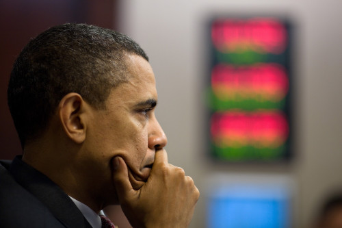 President Barack Obama Listens During A Meeting On Afghanistan And Pakistan In The Situation Room Of The White House April 16 2010. History - Item # VAREVCHISL025EC143