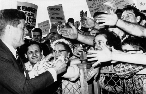 President John Kennedy Greets Well-Wishers. Jfk Shakes Hands At The Bridgeport History - Item # VAREVCCSUA001CS242