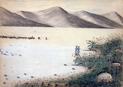Wagon Train To The West. A Wagon Train Of Settlers Crosses The Nevada Desert. Daniel Jenks History - Item # VAREVCHCDLCGCEC312