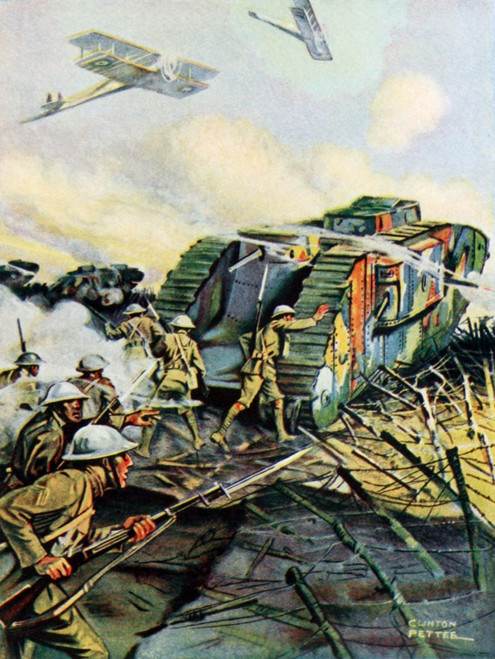 World War 1 Tanks. Illustration Of A British Tank In Battle History - Item # VAREVCHISL043EC963