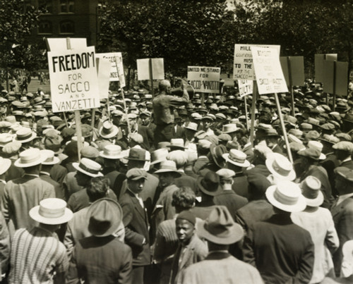 Socialists Protest The Death Sentences Of Nicola Sacco And Bartolomeo Vanzetti. Union Square History - Item # VAREVCCSUB001CS012 Socialists Protest The Death Sentences Of Nicola Sacco And Bartolomeo Vanzetti. Union Square History - Item # VAREVCCSUB001CS012
