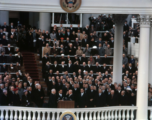Eisenhower'S Second Inauguration. Chief Justice Earl Warren Administering The Oath Of Office To Dwight Eisenhower On The East Portico Of The Capitol. Jan. 21 History - Item # VAREVCHISL034EC279