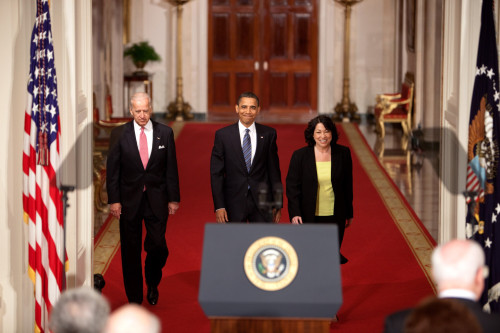 President Obama And Vp Biden Introducing Judge Sonia Sotomayor As His Nominee For Retiring Justice David Souter'S U.S. Supreme Court Seat. May 26 2009. History - Item # VAREVCHISL027EC109