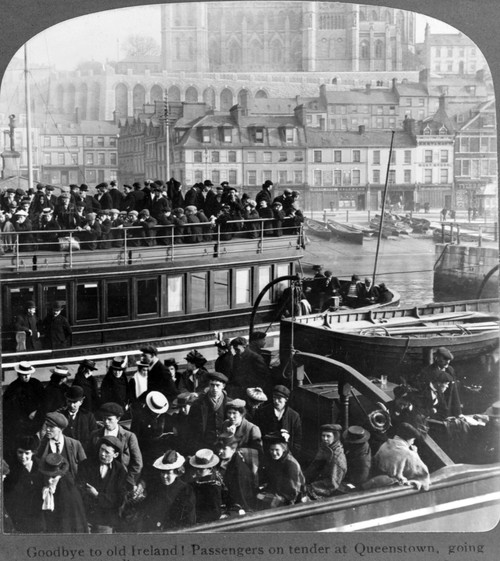Immigration. Goodbye To Old Ireland Irish Emigrants On A Tender Bound For An America-Bound Ocean-Liner. Queenstown History - Item # VAREVCHCDLCGCEC538