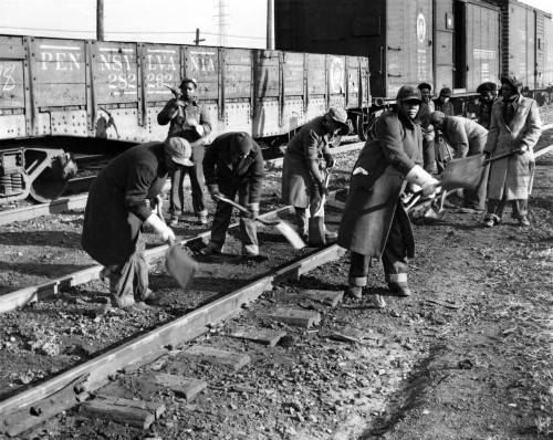 African American Women Working On A Railroad Crew. They Perform Track Maintenance In Near-Zero Weather In Chicago. They Fill Jobs Vacated By Men Entering The Military During World War Ii. Nov. 26 History - Item # VAREVCCSUA000CS861