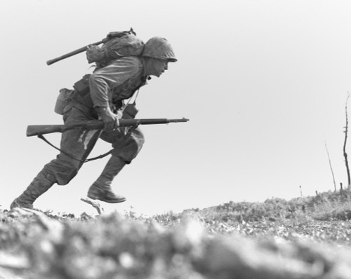 Marine Pfc. Paul E. Ison Runs Through Japanese Machine Gun Fire On Okinawa History - Item # VAREVCHISL036EC769