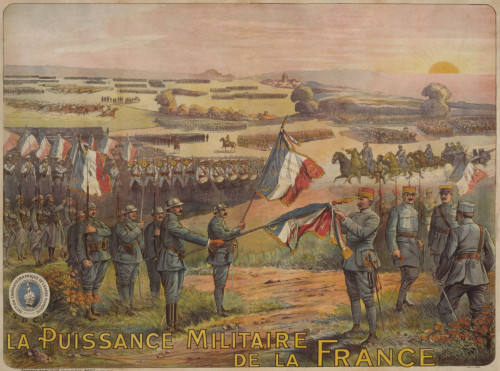 World War 1. 1917 French Poster Celebrating La Puissance Militaire De La Francs. It Depicts French Troops - Item # VAREVCHISL043EC942