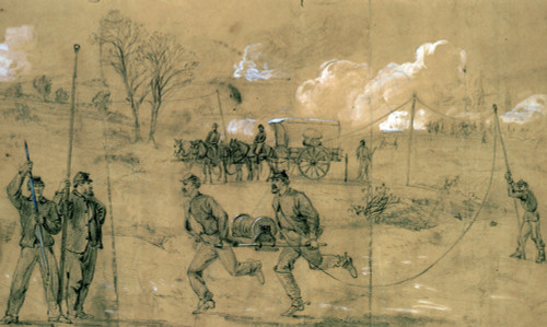 The Civil War. The Army Telegraph - Setting Up The Wire During The Battle Of Fredericksburg History - Item # VAREVCHCDLCGBEC956