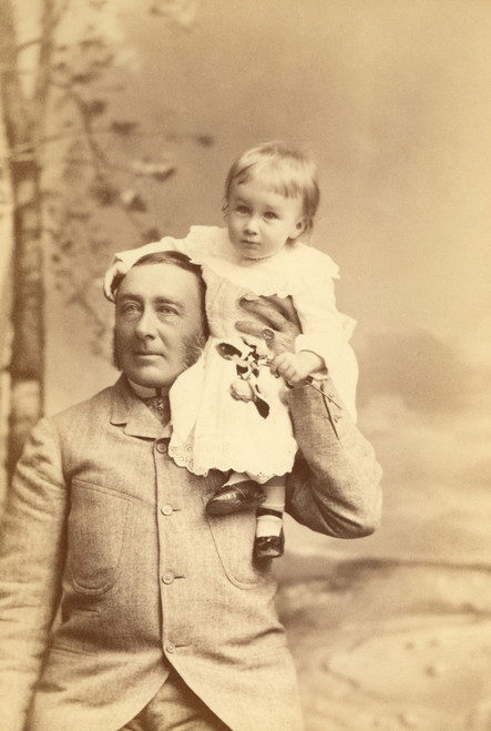 Franklin Roosevelt Held By His Father James Roosevelt 1828-1900 . Fdr Is Sixteen Months Old In This 1883 Photograph. History - Item # VAREVCHISL032EC050