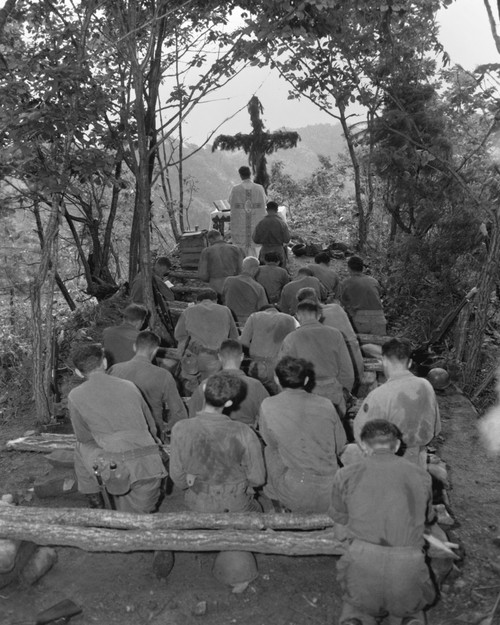 Chaplain Conducts Services North Of Hwachon History - Item # VAREVCHISL038EC130