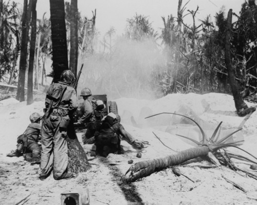 U.S. Soldiers Blasting Some Japanese Out Of A Pillbox On Kwajalein Atoll With A 37Mm Anti-Tank Gun. Jan. 31 History - Item # VAREVCHISL037EC795