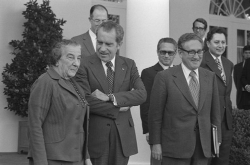 Israeli Prime Minister Golda Meir With President Richard Nixon And Henry Kissinger. Nov. 1 History - Item # VAREVCHISL040EC571